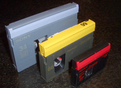 DV cassettesLeft to right: DVCAM-L, DVCPRO-M, MiniDV