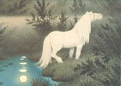 The Nix as a brook horse by Theodor Kittelsen, a depiction of the Nix as a white horse