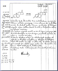 Luis E. Miramontes signed laboratory notebook. October 15, 1951