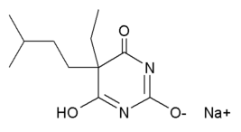 Chemical structure of amobarbital sodium