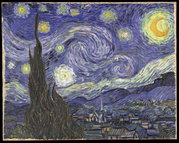 Starry Night painted by Vincent van Gogh in 1889 in the hospital for mentally disturbed people in St. RÃ©my de Provence. Van Gogh is considered to have been affected by bipolar disorder and this picture has high contrasts analagous to extreme bipolar highs and lows as well as capturing the vibrancy associated with mania.