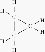 Molecule structure formula of cyclopropane
