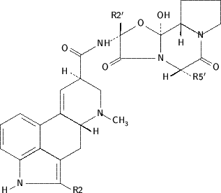 Ergopeptides (structural formula)