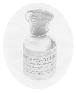 A bottle of diphtheria antitoxin, produced by the United States Hygienic Laboratory and dated May 8, 1895