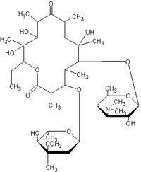 Chemical structure of erythromycin.
