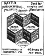 Advertisement for Aspirin, Heroin, Lycetol, Salophen