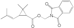 Chemical structure of tetramethrin.